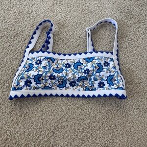 Floral Blue and White bikini top